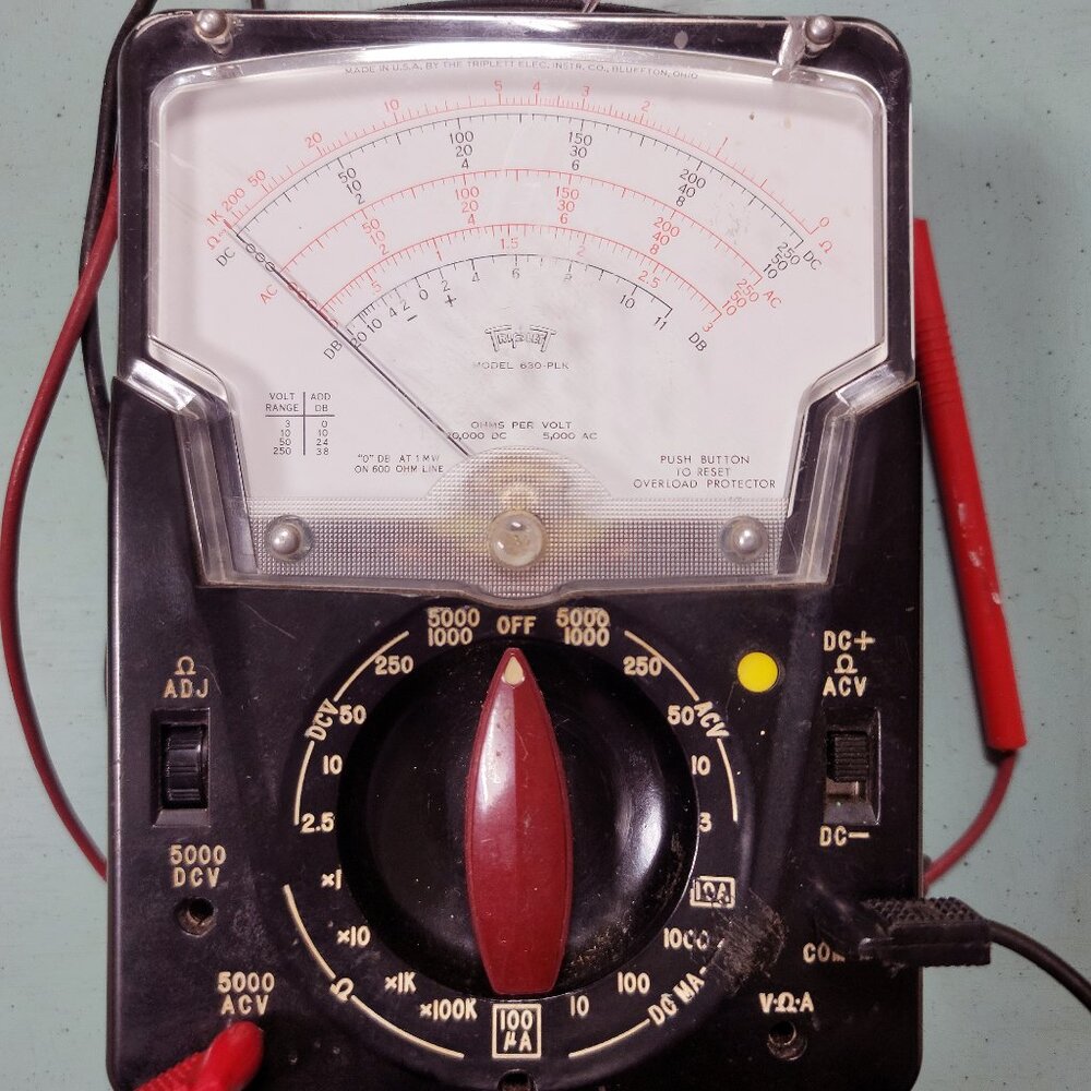 Vintage Triplett Model 630-PLK Type 2 Multimeter